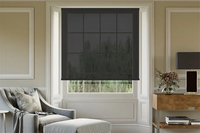 Beverly Black - Woven Heavy Voile Roller Blind