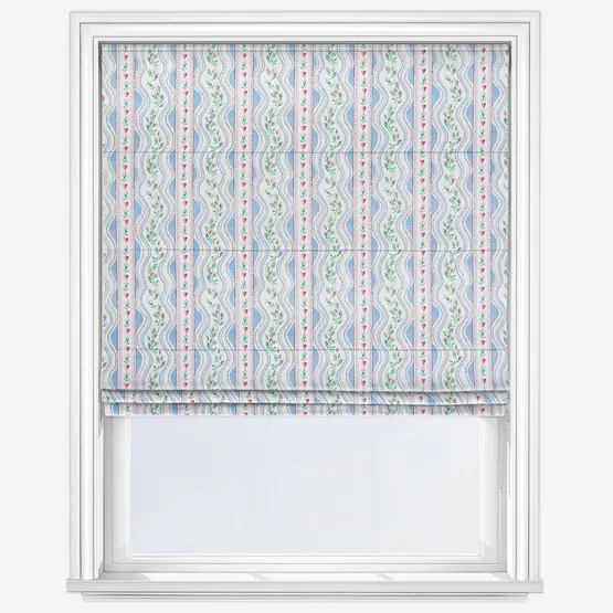Cath Kidston Wiggle Rose Blue Roman Blind