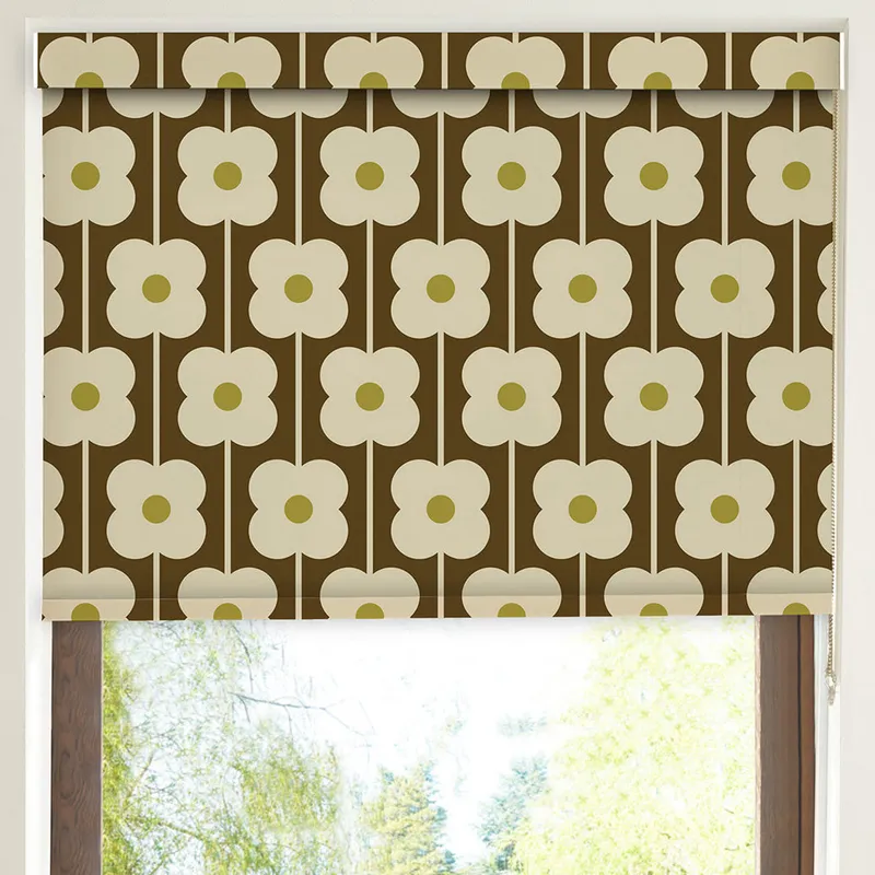 Orla Kiely Abacus Flower Blackout Made To Measure Roller Blind Conker