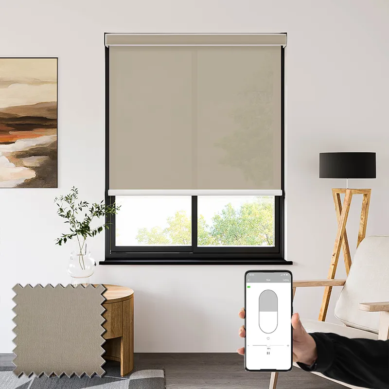 Seclusion Beige Privacy Battery Powered Electric Roller Blinds