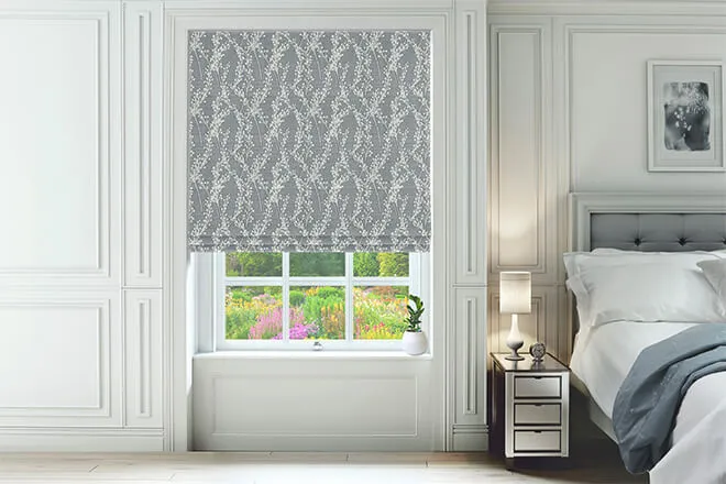 Carlisle Navy - Floral Roman Blind