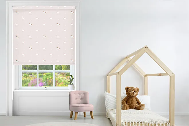 Sophie Allport Unicorn Soft Pink - Designer Roller Blind