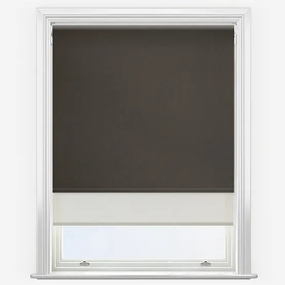Double Roller Fusion Blackout Brown & Sunvue Cream Double Roller Blind