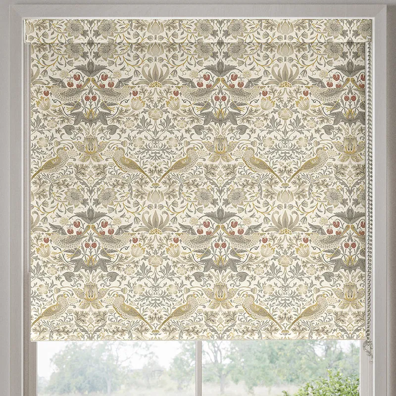 William Morris Strawberry Thief Made To Measure Blackout Roller Blind Ochre