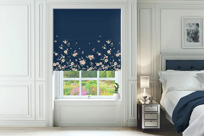 Cath Kidston Spitalfields Border Navy - Designer Roman Blind