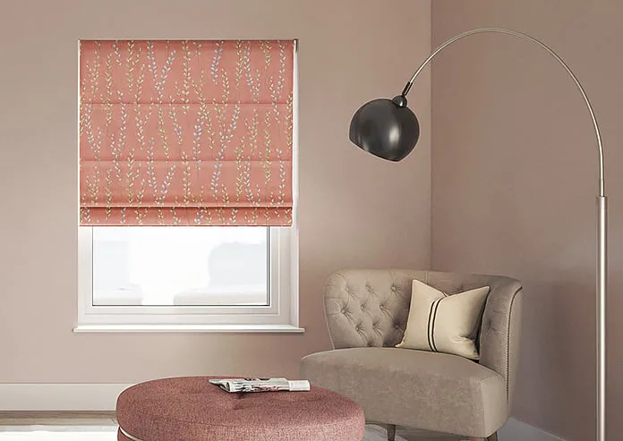 Willow Field French Coral - Roman Blind