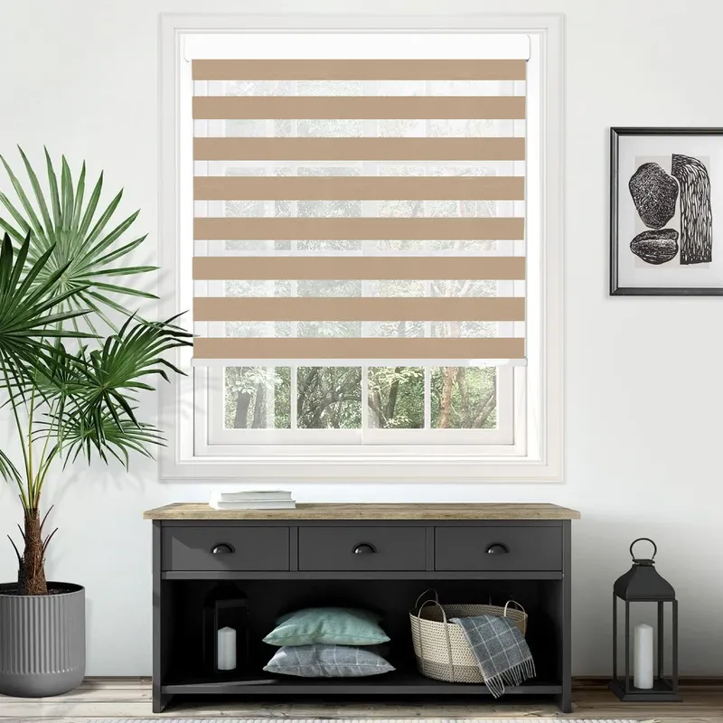 Rose Omega Semi Blackout Beige Electrical Day And Night Blind