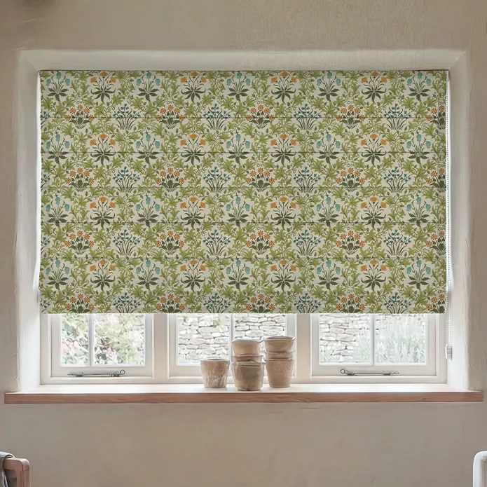William Morris Celandine Made To Measure Roman Blind Yellow Blue