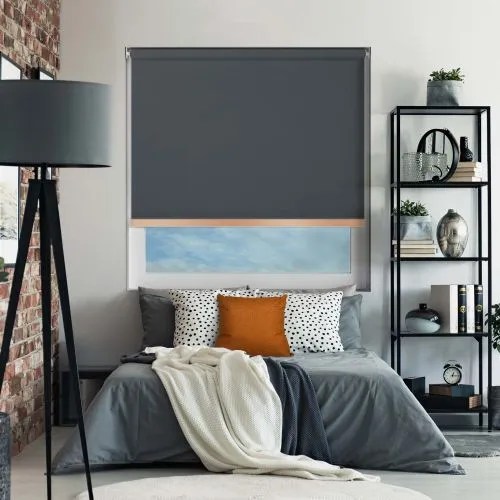 Bedtime Anthracite Copper Bottom Bar Cordless Roller Blind