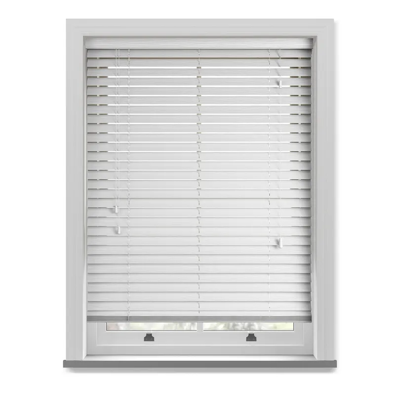 50mm Wood Essence Wooden Venetian Made To Measure Blind Fine Grain True White