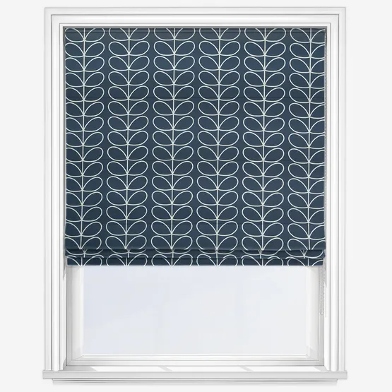 Orla Kiely Linear Stem Navy Whale Roman Blind