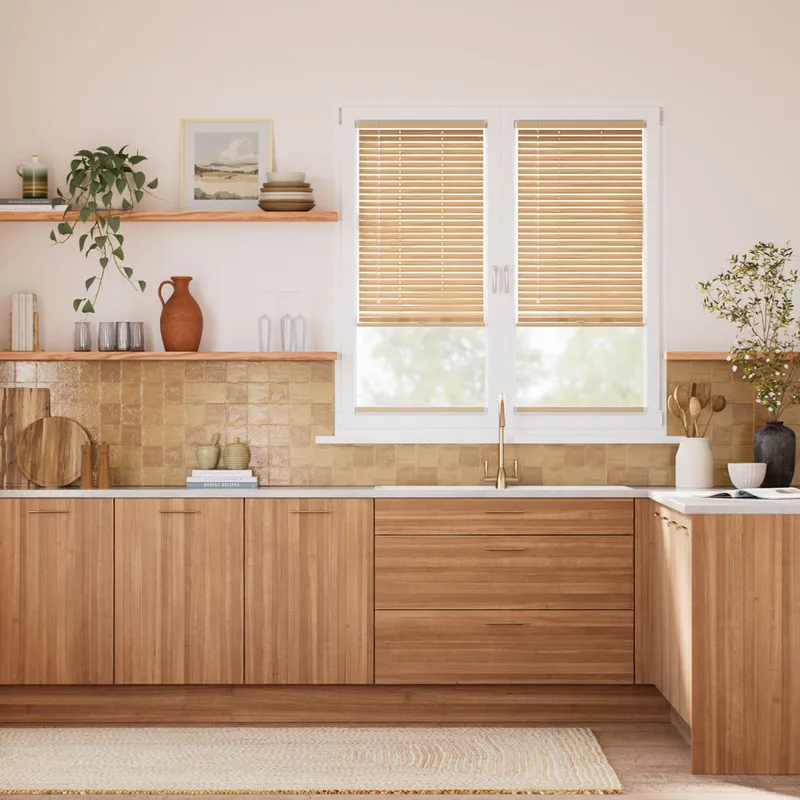 Stick On Autumn Oak Wooden Blind - 25mm Slat