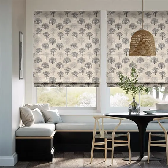Little Orchard Charcoal Roman Blind