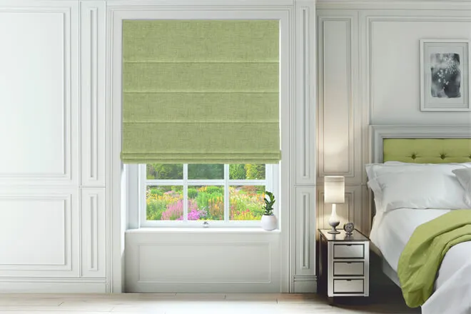 Etna Green - Basketweave Roman Blind