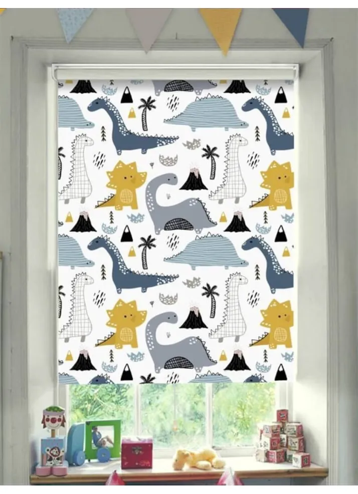 Designer Dinosaurs Blackout Cordless Spring Loaded Roller Blind