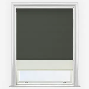 Supreme Blackout Shadow Grey & Cream Double Roller Blind