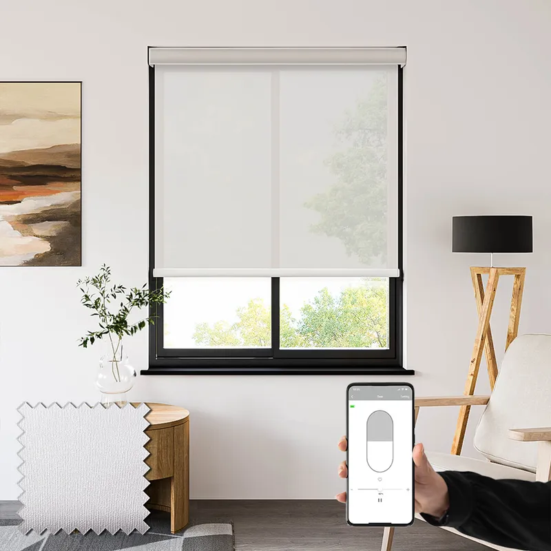 Seclusion Frost White Battery Powered Electric Privacy Roller Blinds