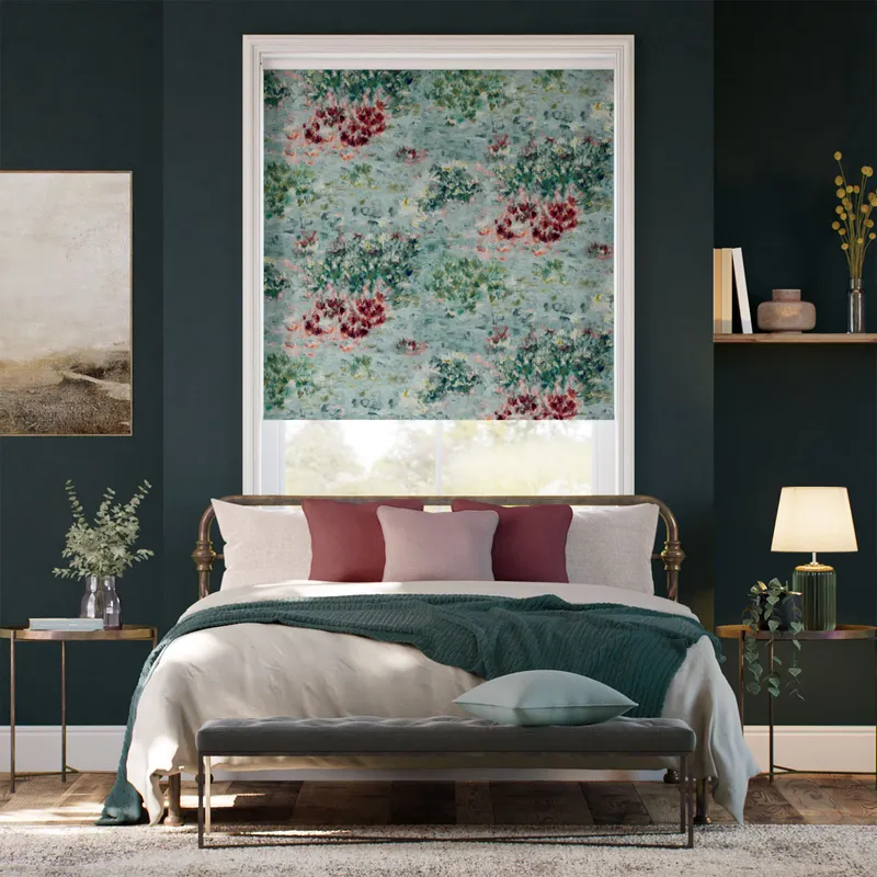 Fiore Velvet Duckegg Rose Roller Blind