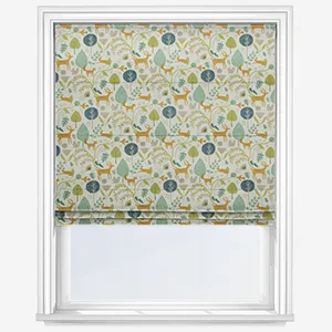 Scandi Woodland Jade Roman Blind