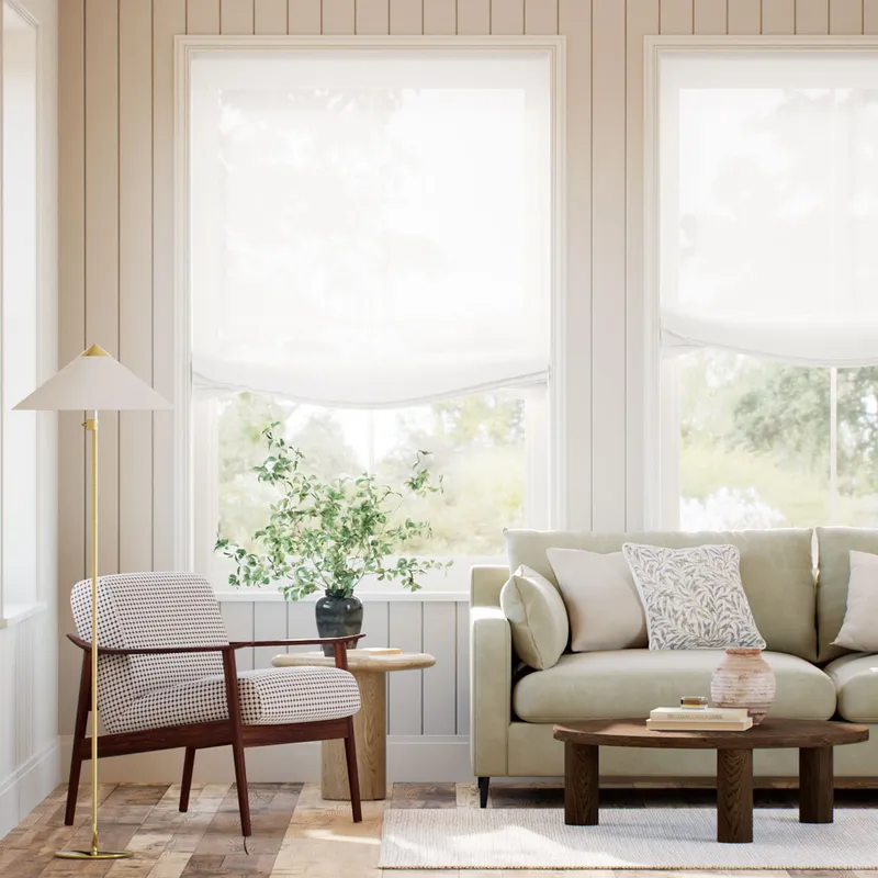 Tahiti Voile Snow Relaxed Roman Blind