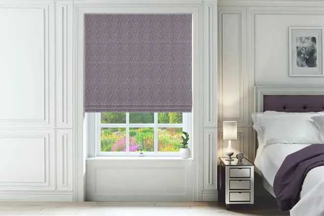 Warwick Purple - Patterned Roman Blind
