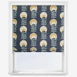 Scandi Floral Ochre Roman Blind