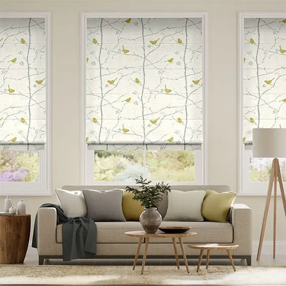 Springs Dawn Chorus Slate Roman Blind
