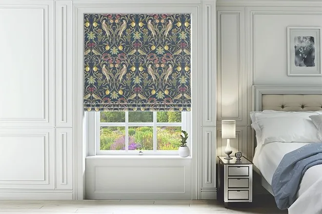 Joy Navy - Floral Pattern Roman Blind
