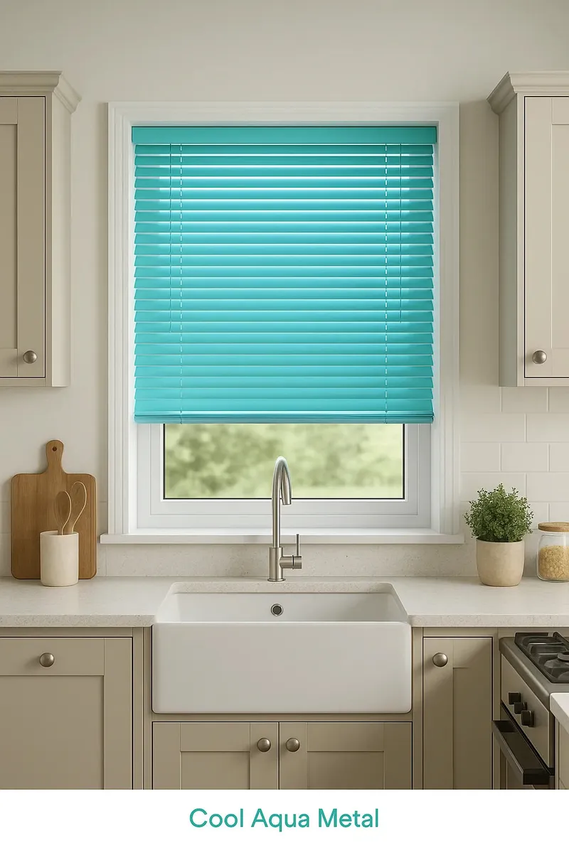Cool Aqua Metal Venetian Blind - 25mm