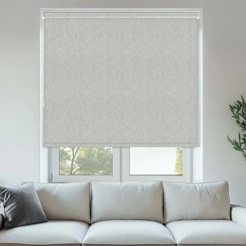 Pinstripe Stone Pelmet Roller Blinds - Elegant Window Coverings