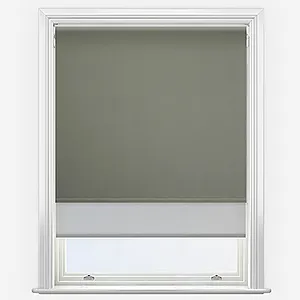 Optima Blackout Pewter & Sunvue Dove Grey Double Roller Blind
