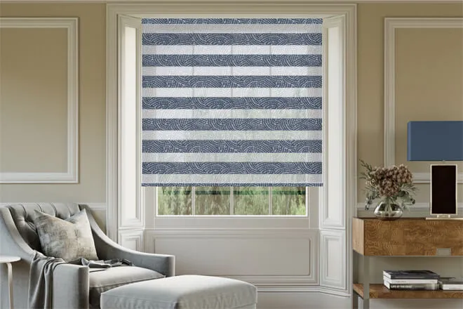 Edina Navy Geometric Patterned Day And Night With Ultra Fine Patterned