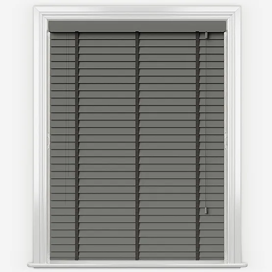 Statement Slate Grey With Jet Tapes Wooden Venetian Blinds