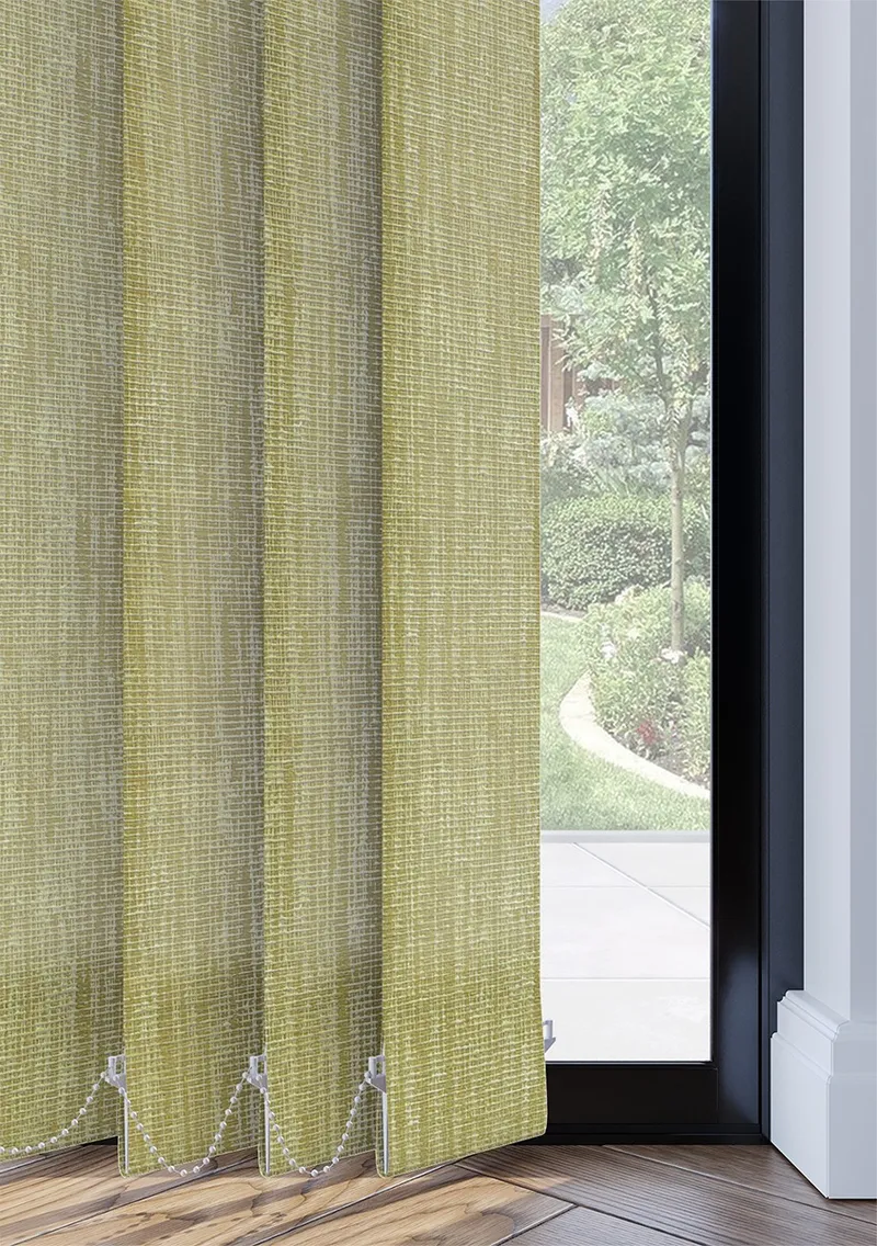 Chartreuse Loose Weave Vertical Blind