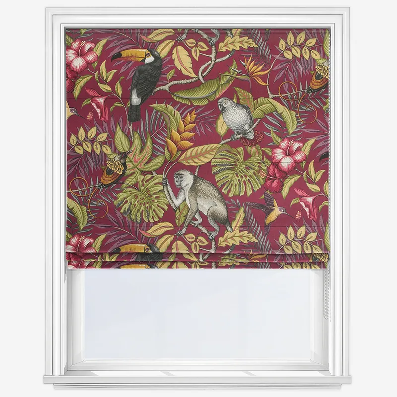 Rainforest Cranberry Roman Blind