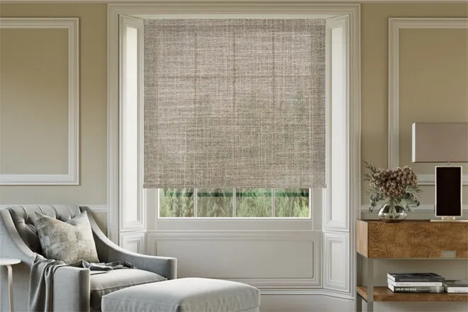 West Light Brown - Woven Heavy Voile Roller Blind