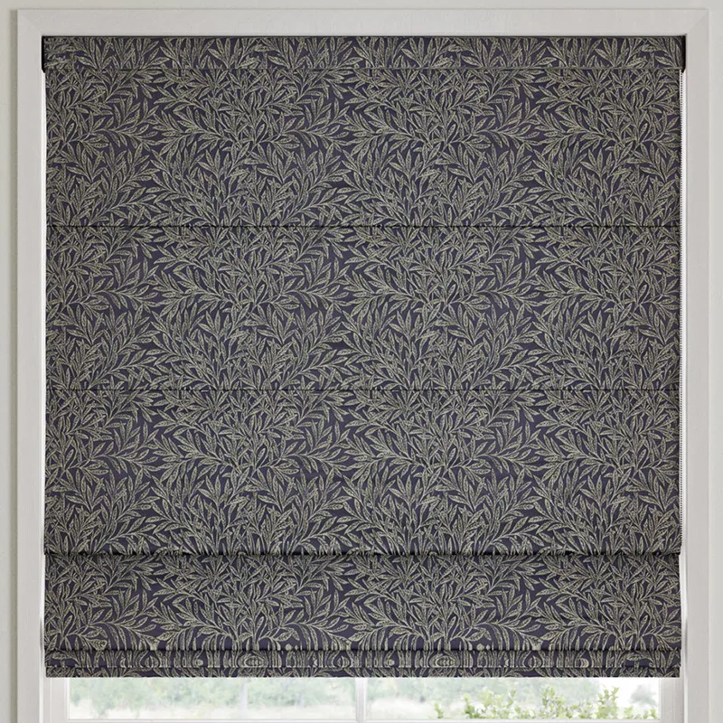William Morris Willow Woven Made To Measure Roman Blind Indigo