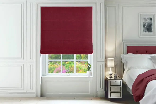 Atrani Berry - Luxury Basketweave Roman Blind