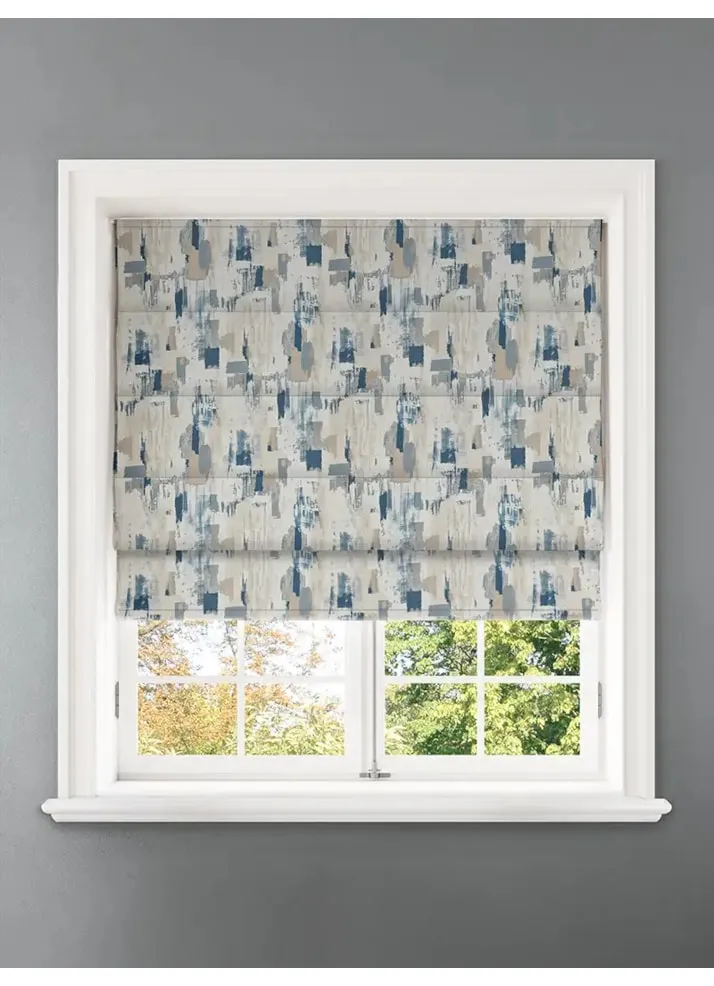 Westchester Cobalt Abstract Pattern Roman Blind