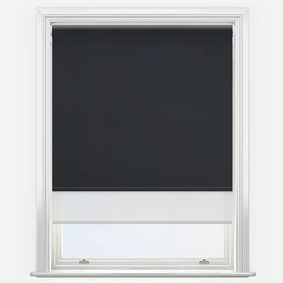Double Roller Supreme Blackout Jet & White Double Roller Blind