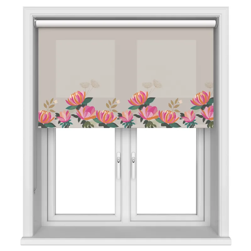 Sara Miller Peony Border Pale Grey Blinds Uk