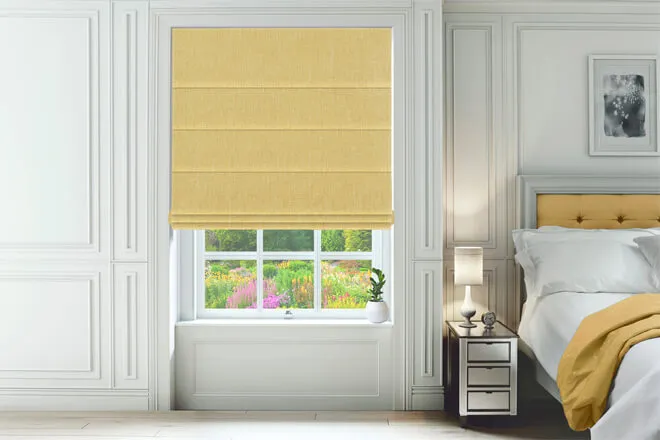 Atrani Yellow - Luxury Basketweave Roman Blind