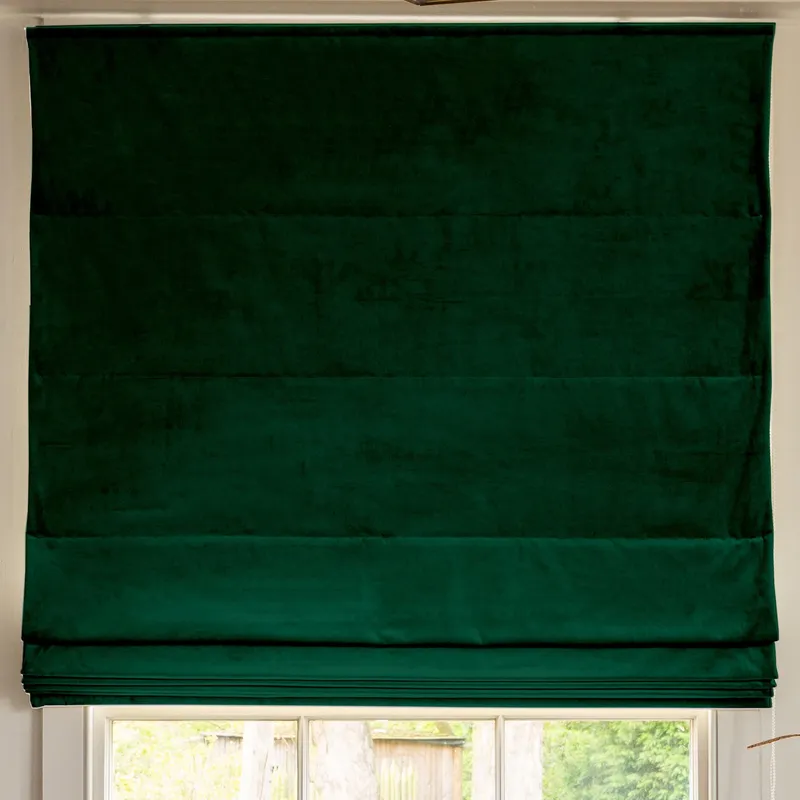 Linda Barker Elsie Velvet Made To Measure Roman Blind Dark Green