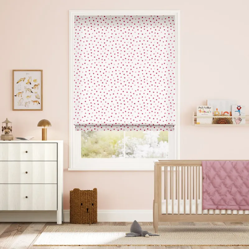 Polka Dot Pink Roman Blind