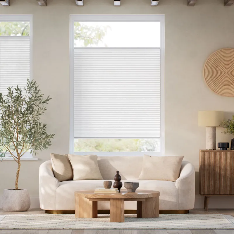 Stick On Duolight Powder White Pleated Blind
