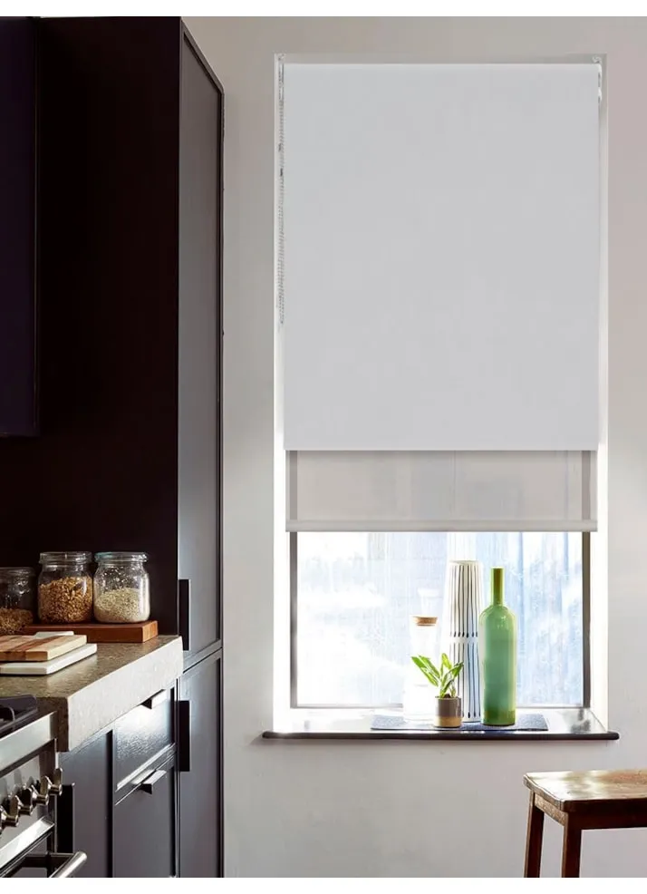 Blackout Magnetic Grey And Sheer Metal Double Roller Blind