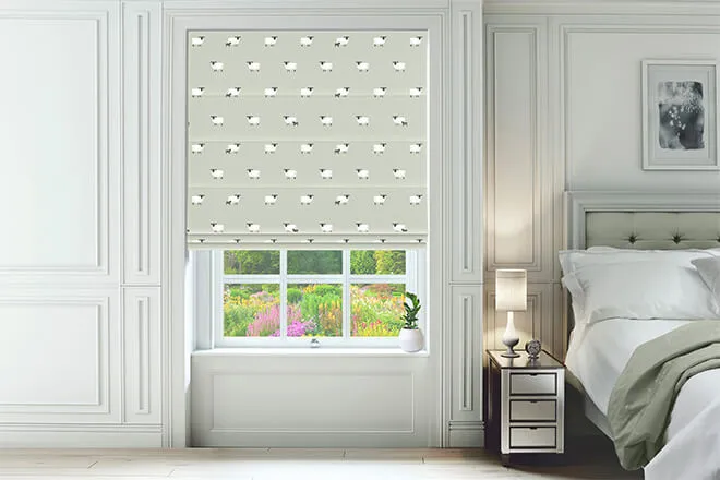 Sophie Allport Sheep Sage - Designer Roman Blind