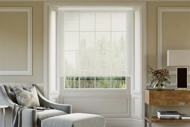 Byron Ivory - Patterned Voile Roller Blind