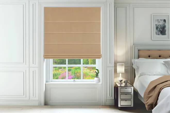 Linosa Biscuit - Velour Roman Blind