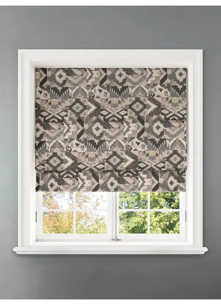 Sullivan Charcoal Ikat Pattern Roman Blind